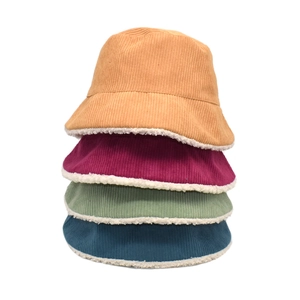 Chapeau Bob En Velours Côtelé Doublé Laine D'agneau Réversible Chaud Hiver Extérieur Protection Solaire Femme