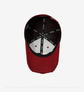 Internal detail of vintage baseball cap with branded inner tape and sweatband