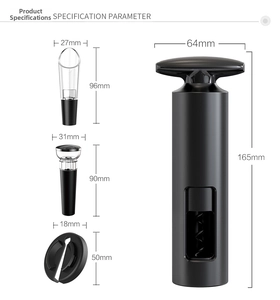 Detailed product specifications for the 4-piece wine opener set with dimensions