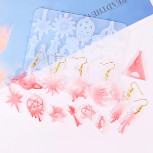 Star and moon silicone jewelry mold set for creating DIY resin earrings and pendants