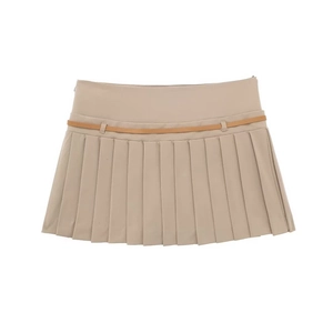Gonna Plissettata a Vita Alta da Donna Con Cintura Tinta Unita Poliestere Stile Preppy Streetwear Sexy Gonna Corta Snellente