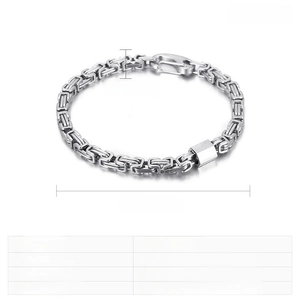 Technical detail of a 5mm stainless steel Byzantine chain bracelet with size measurements