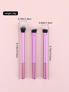 Dimensions détaillées et spécifications de poids d'un ensemble de trois pinceaux roses