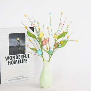 Artificial Easter Egg Branch With Artificial Pearl Berries And Satin Leaves For Home Decor Festival Party Centerpiece DIY Floral Arrangement
