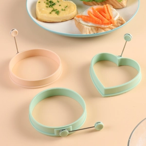 Silicone egg rings mold set with handle for frying eggs and pancakes, kitchen cooking tools.