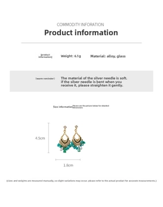 Detail view of Bohemian tassel earrings with dimensions 4.5cm by 1.8cm and 6.1g weight