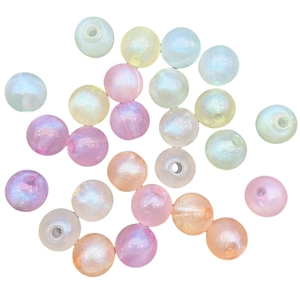 Mix of luminous pastel round beads in macrame colors for DIY jewelry and hair accessories