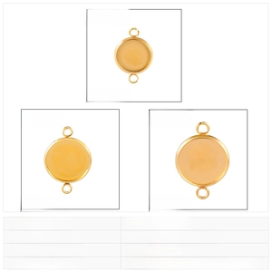 Detailed comparison of 14mm to 18mm gold stainless steel round gem base connectors