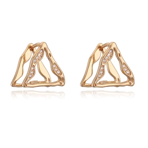 Elegant 18K gold-plated hollow triangle earrings with small sparkling zircon crystals