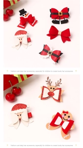 Detailed set of 8 Christmas hair clips featuring Santa, snowman, and reindeer motifs