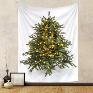Arazzo da parete con albero di Natale e luci per decorazioni domestiche bohémien