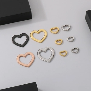 Heart Shaped Pendant Charm Stainless Steel Hollow Love Design DIY Jewelry Making Accessory Fashion Polished