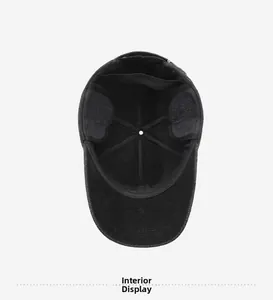 Interior view of winter baseball cap showing warm lining and foldable ear protection