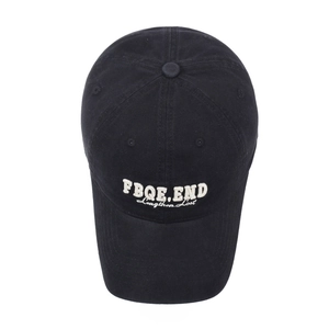 Classic black washed cotton baseball cap with FBQE.END letter embroidery for women