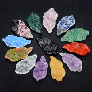 Natural Crystal Agate Gemstone Leaf Shape Carving Charms For DIY Jewelry Making Crafts Healing Stones Pendants Accessories