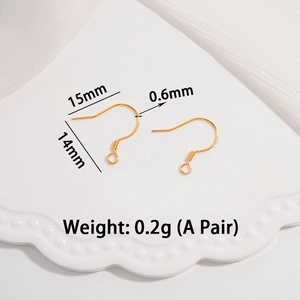 S925 sterling silver gold-plated earring hooks for DIY jewelry with size specifications