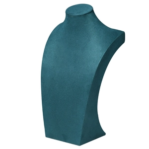 Elegant emerald green velvet neck mannequin bust for premium jewelry necklace display