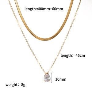 Detailed size and weight chart for the gold double-layer birthstone pendant necklace