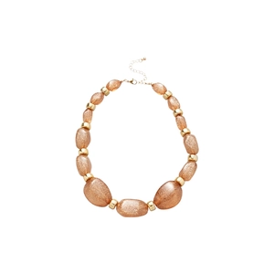 Irregular acrylic beaded necklace with rose gold glitter beads and metal lobster clasp