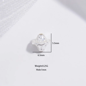 Perle d'espacement froissée en argent S925 pour bijoux DIY, 5.5x6.5mm avec trou de 1mm