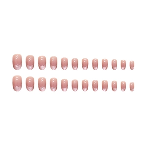 24-piece cat-eye press-on nails in nude pink gradient finish on a minimalist white background