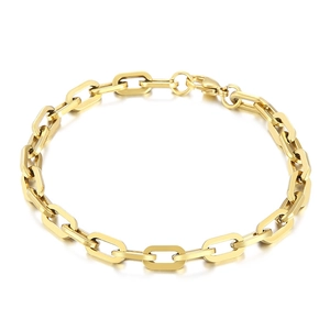 7mm geometric gold hollow rhombus link chain bracelet with secure lobster clasp for unisex