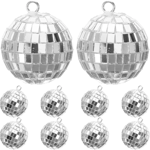 Reflective Disco Mirror Ball Ornaments Glass Foam Iron Silver Party Christmas Wedding Hanging Decoration Venue Decor