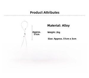 Detailed view of alloy Y-shaped tassel necklace specifications: 26g weight and 51cm length