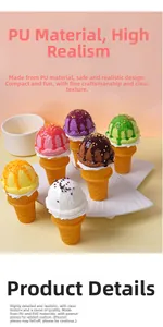 Macro shot of realistic PU ice cream cones with detailed peanut sprinkles and textures