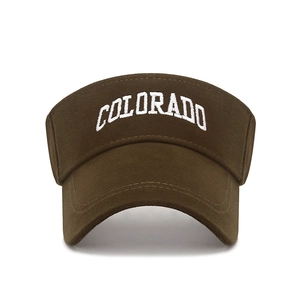 Brown brushed cotton visor hat with Colorado embroidery for sports and sun protection
