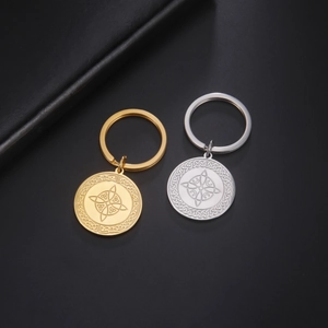 Stainless Steel Witch Knot Celtic Keychain Triquetra Protection Symbol Pagan Wiccan Pendant Key Ring Fashion Jewelry Gift For Unisex
