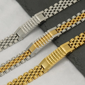 Men Watchband Link Bracelet Stainless Steel 18K Gold Plated Trendy Fashion Jewelry Hip Hop Style