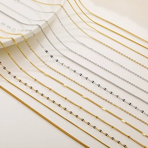 Stainless Steel Necklace Chain For Women Non-Fading Vacuum Plated Snake Curb Cross Satellite Square Link Adjustable Jewelry