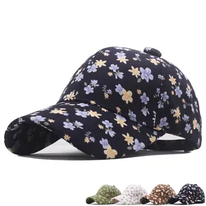 Casquette De Baseball Imprimé Fleuri Pour Femme En Coton Réglable Protection Solaire Style Pastoral Doux