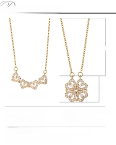 Detail showing the clover pendant folding mechanism and zircon inlaid dimensions
