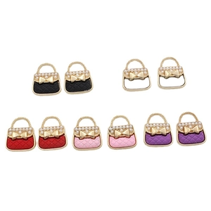 Quilted alloy bag pendants with faux pearls and bows for DIY jewelry making accessories
