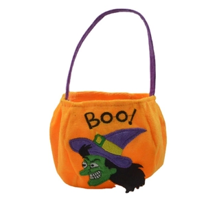 Halloween Trick Or Treat Bag Plush Velvet Party Gift Handbag Embroidery Pumpkin Ghost Witch Vampire Novelty Festive Prop