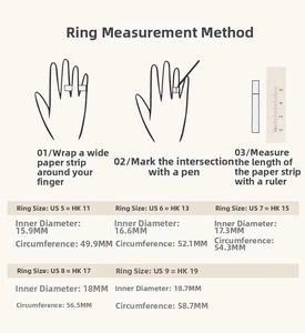 Size chart and measurement guide for 925 sterling silver moissanite rings
