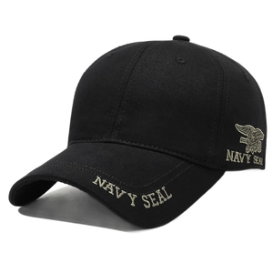 Classic black Navy Seal embroidered cotton baseball cap with side eagle anchor badge