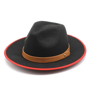 Chapeau Fedora Feutre De Laine Bordure Contrastée Large Bord Bande En Similicuir Rivet Doré Style Britannique Rétro Jazz