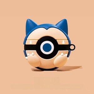 Detail of Snorlax Poké Ball silicone case for AirPods featuring a side loop hole