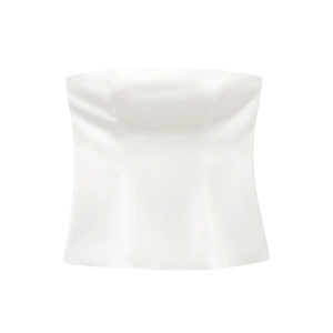 Haut bustier blanc élégant en satin brillant avec une coupe minimaliste chic