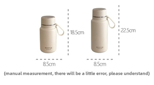 Size chart for stainless steel tumblers showing 18.5cm and 22.5cm height dimensions