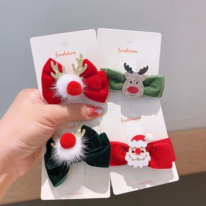 Set di fermagli natalizi con corna di renna e fiocchi in velluto e glitter scintillanti