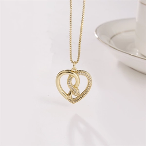 18k gold plated heart necklace featuring a snake design with micro-set zircon stones