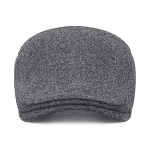 Classic dark grey wool newsboy cap for men featuring a textured winter flat hat style