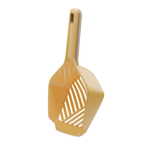 Ginger yellow durable plastic cat litter scoop with elongated slots and ergonomic handle