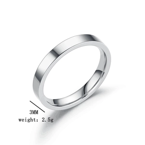 Detailed view of a 3mm wide minimalist titanium steel silver ring weighing 2.5g
