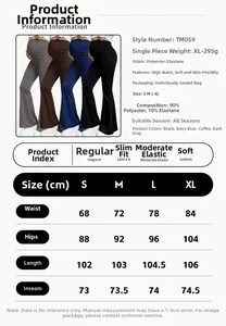 Detailed size chart for maternity yoga flare pants with high waist belly support