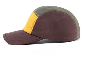 Side view of multi-color five-panel quick-dry camping cap with durable nylon fabric